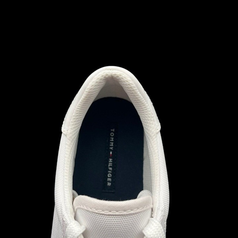 Tommy Hilfiger Women's Canvas Casual Sneakers Size 9 White Navy Red Lace Up - Picture 6 of 11